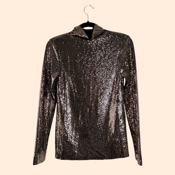 Maje Sequin Mock Neck Top - Picture 1 of 7